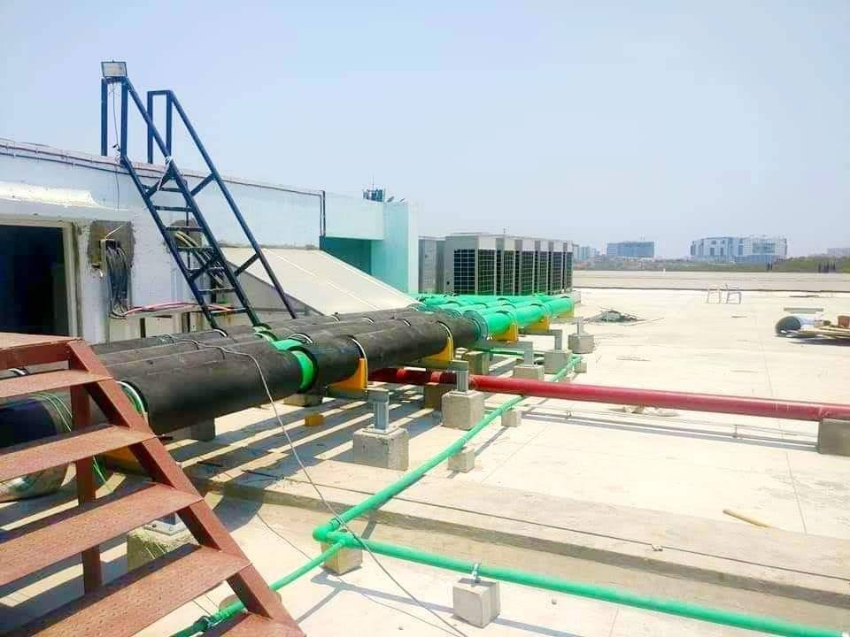 Rooftop Insulated Chilled Water Pipe Run