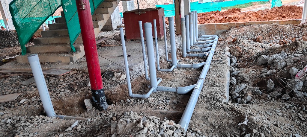 Under-Slab uPVC Soil Drain and Vent Stub Row